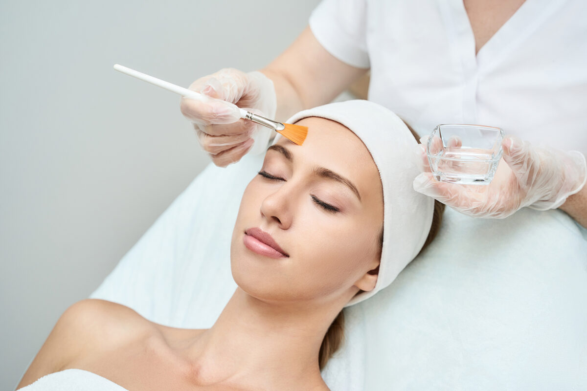 Jessner's peel treatment - woman being treated with chemical peel
